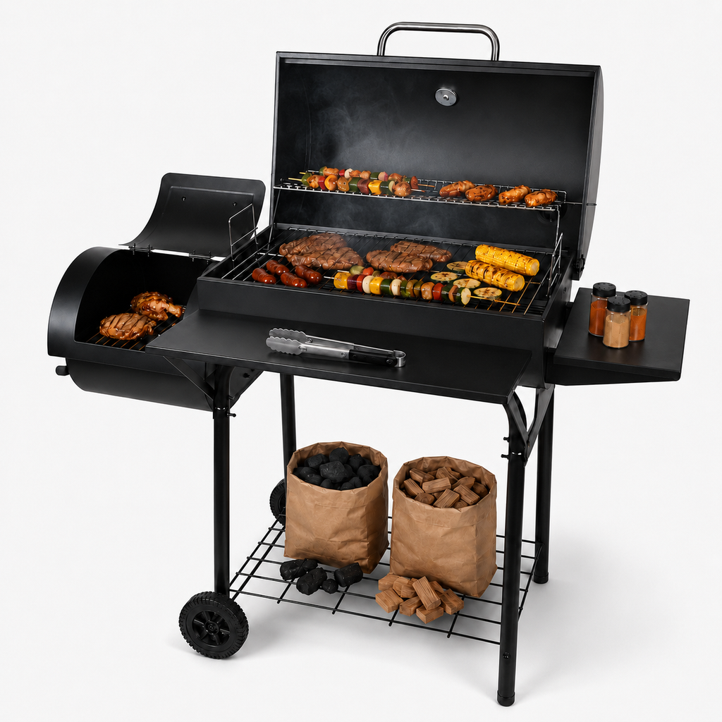 laraVist Charcoal Grill with Offset Smoker, 800 Sq. In. BBQ Grill