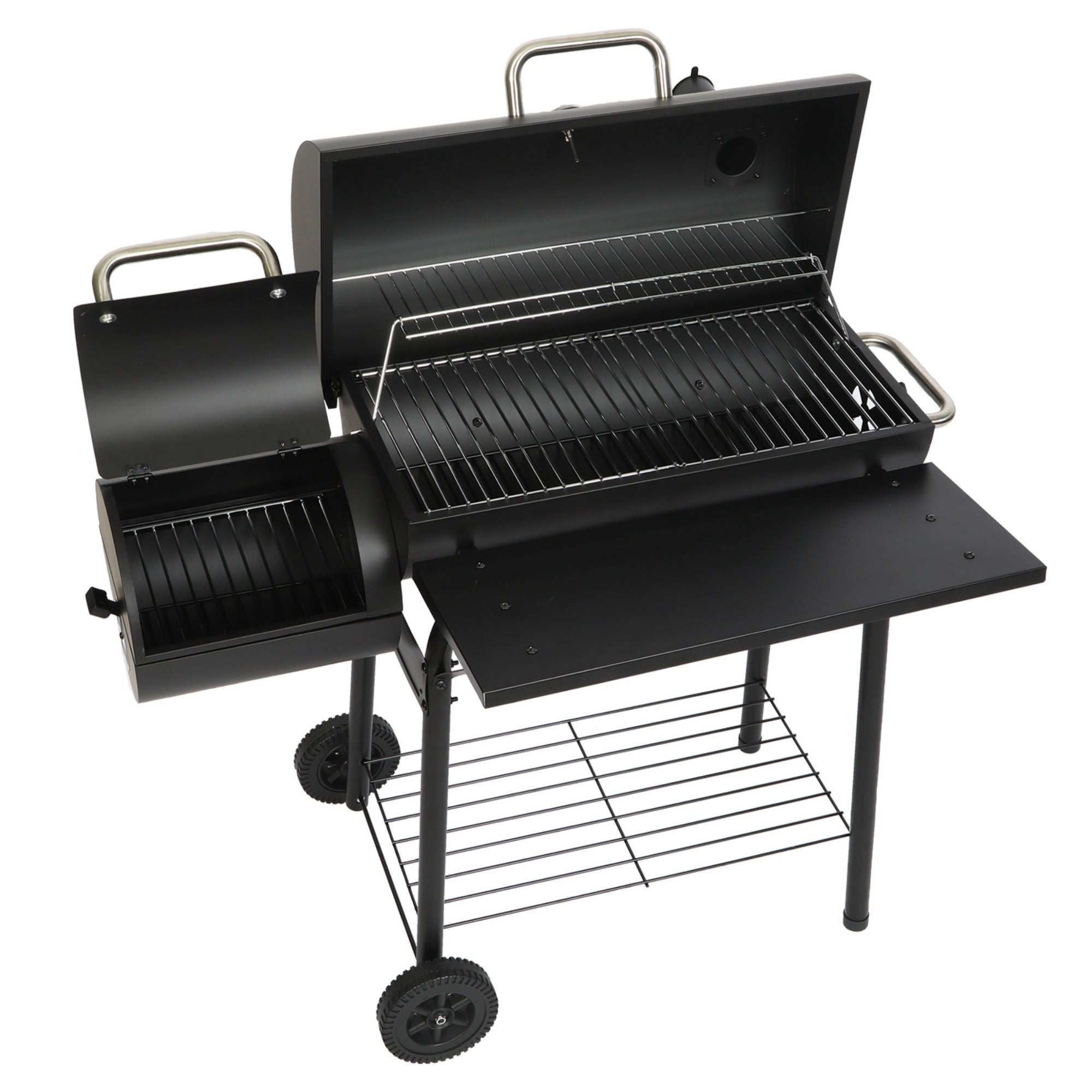 laraVist Charcoal Offset Smoker Grill, Dual-Zone BBQ with Thermometer & Wheels, Family-Size 512 sq.in