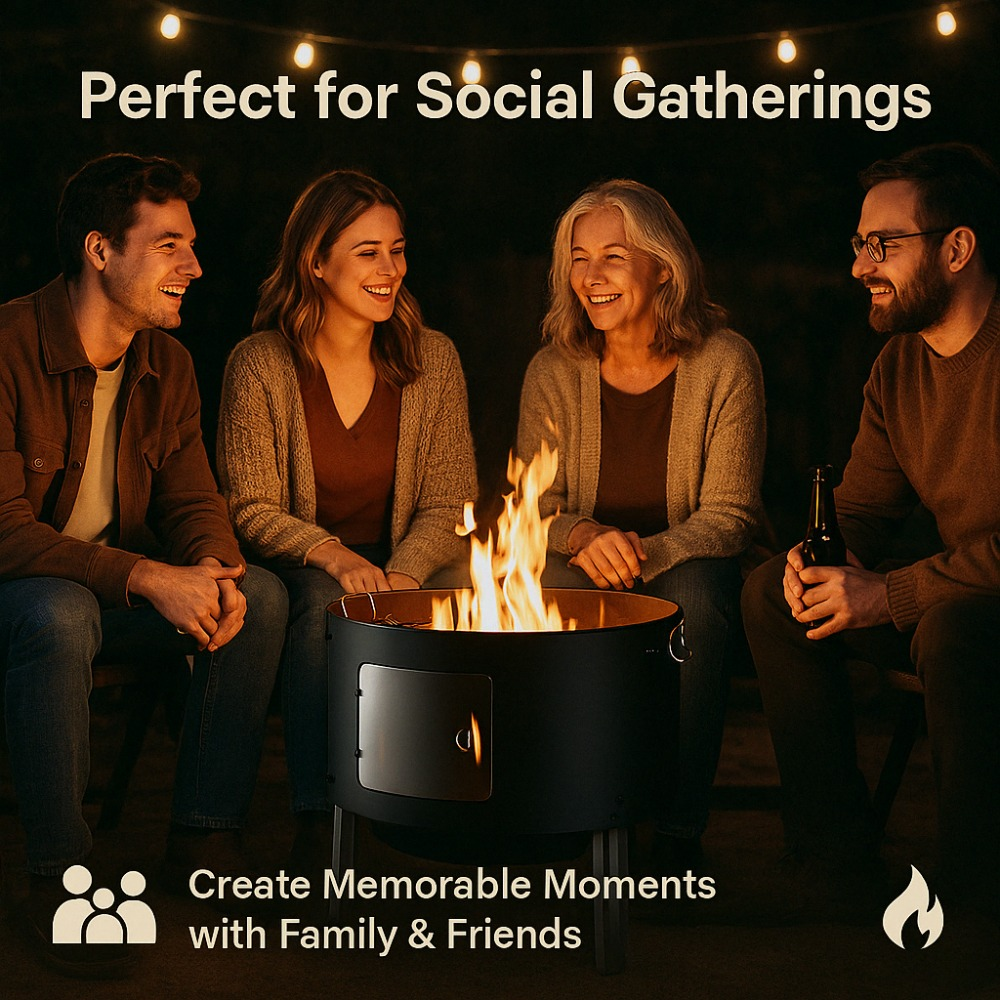 laraVist 3-in-1 Charcoal Smoker Grill with 453 sq. in. Cooking Space & Thermometer