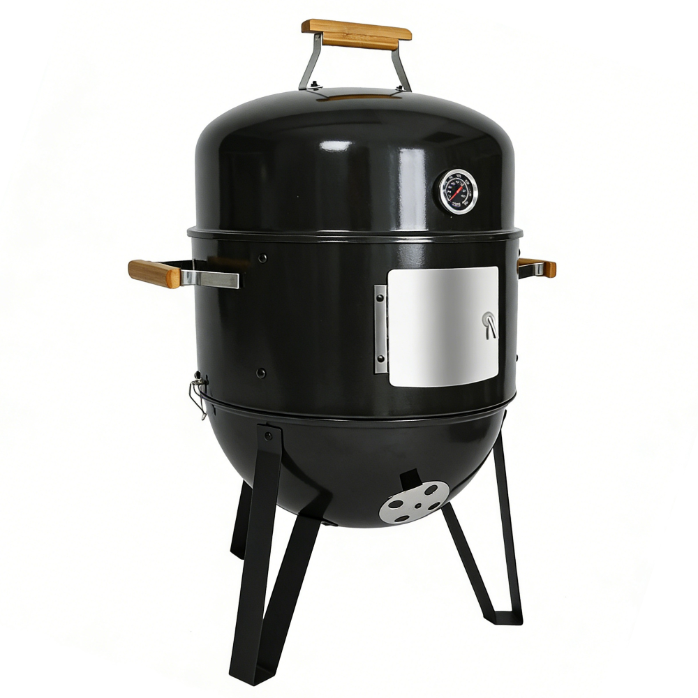 laraVist 17 Inch Vertical Charcoal Smoker Grill Combo with Porcelain-Enameled Coating