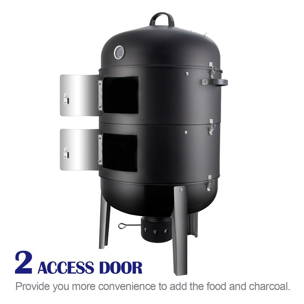 laraVist 20 Inch Charcoal Vertical Smoker Grill with Adjustable Vents