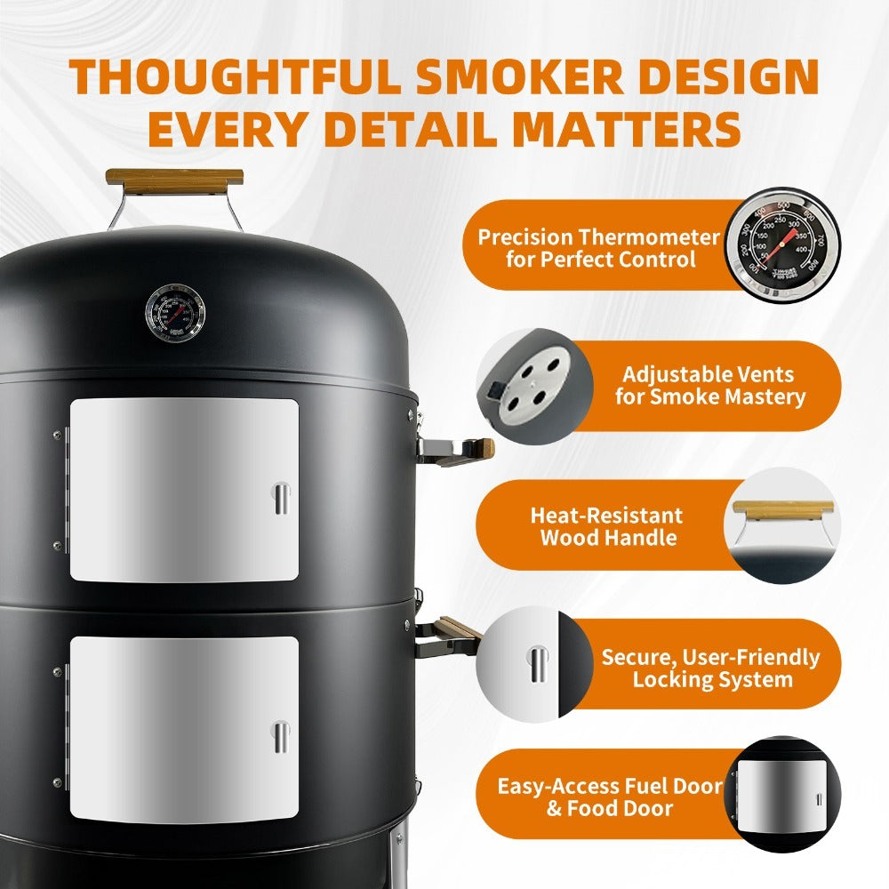 laraVist 20.5 Inch BBQ Smoker and Grill Combo for Outdoor Cooking